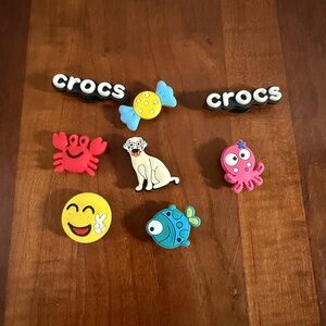 Crocs Mixed Lot of 8 Shoe Charms Dog Lobster Octopus Fish Smiley Face Candy